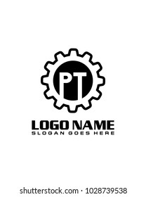 Initial P & T gear logo template vector