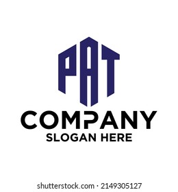Initial P A T hexagon logo vector
