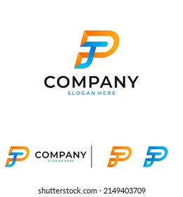 vector inicial p y t moderno de la prima del logotipo