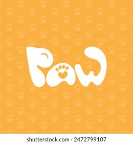 Initial P A W Cat logo. Cat Paw Logo. pet logo