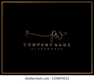 Initial P W handwriting logo template vector