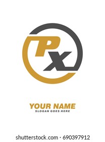 Initial P X circle logo template vector