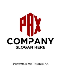 Initial P A X hexagon logo vector