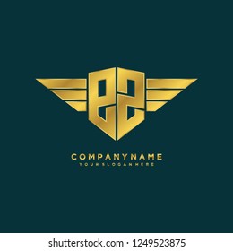 Initial P Z wing logo template vector