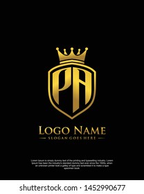 initial PA letter with shield style logo template vector