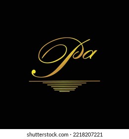Firma inicial del logotipo de la PA elemento dorado elegante