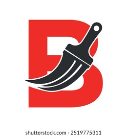 Initial Paint Logo combine with letter B vector template