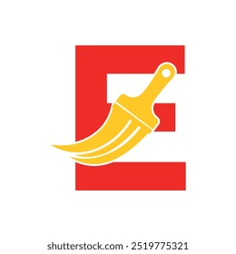 Initial Paint Logo combine with letter E vector template