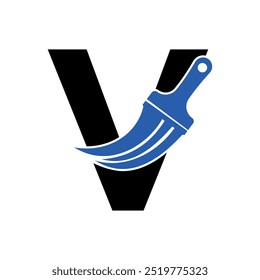Initial Paint Logo combine with letter V vector template