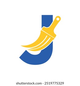 Initial Paint Logo combine with letter J vector template