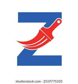 Initial Paint Logo combine with letter Z vector template