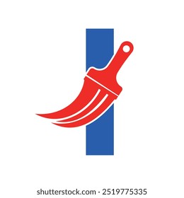 Logo de Initial Paint combinado con la letra I Vector Plantilla