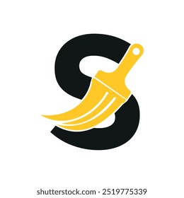 Logo de Initial Paint combinado con la letra S Vector Plantilla