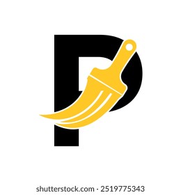 Initial Paint Logo combine with letter P vector template