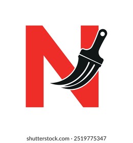 Initial Paint Logo combine with letter N vector template