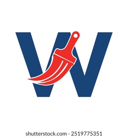 Logo de Initial Paint combinado con la letra W Plantilla de Vector