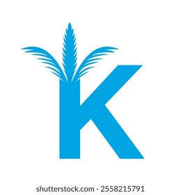 Initial palm Logo combine with letter K vector template