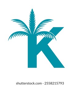 Initial palm Logo combine with letter K vector template