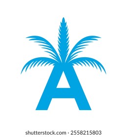 Initial palm Logo combine with letter A vector template