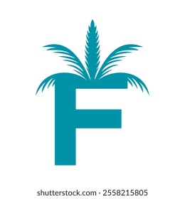 Initial palm Logo combine with letter F vector template