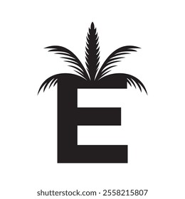 Initial palm Logo combine with letter E vector template