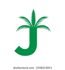 Initial palm Logo combine with letter J vector template