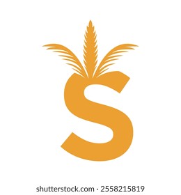 Initial palm Logo combine with letter S vector template