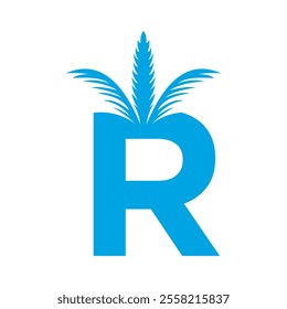 Initial palm Logo combine with letter R vector template