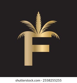 Initial palm Logo combine with letter P vector template