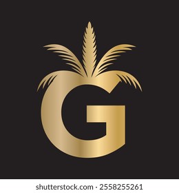 Initial palm Logo combine with letter G vector template
