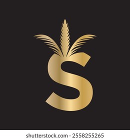 Initial palm Logo combine with letter S vector template