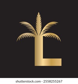 Initial palm Logo combine with letter L vector template