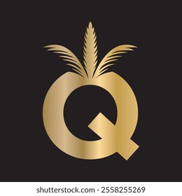 Initial palm Logo combine with letter Q vector template