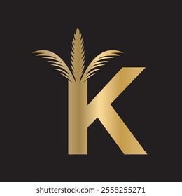 Initial palm Logo combine with letter K vector template