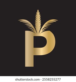 Initial palm Logo combine with letter P vector template