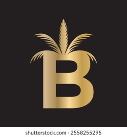 Initial palm Logo combine with letter B vector template