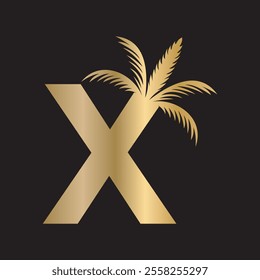 Initial palm Logo combine with letter X vector template
