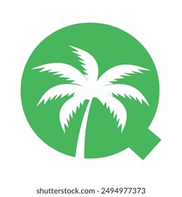 Initial palm tree  Logo combine with letter Q vector template