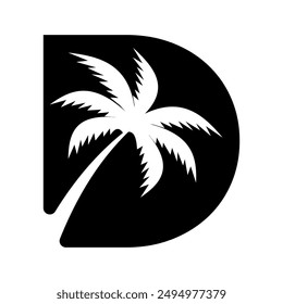 Initial palm tree  Logo combine with letter D vector template