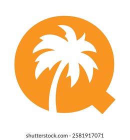 Initial Palm Tree On Letter Q