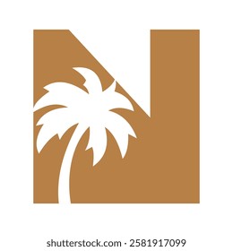 Initial Palm Tree On Letter N