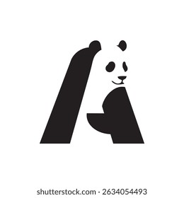 Initial A Panda logo icon vector design template, logo for brand and etc