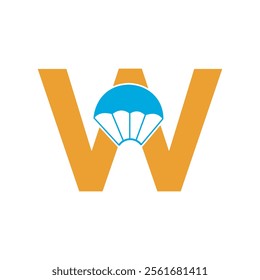 Initial Parashot Logo combine with letter W vector template