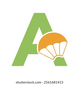 Initial Parashot Logo combine with letter A vector template