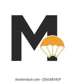 Initial Parashot Logo combine with letter M vector template