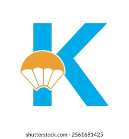 Initial Parashot Logo combine with letter K vector template