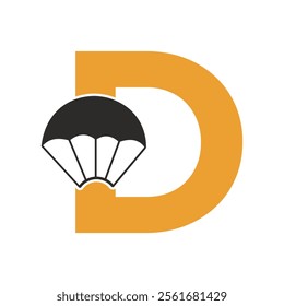 Initial Parashot Logo combine with letter D vector template