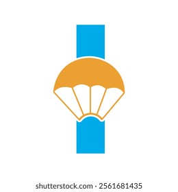 Initial Parashot Logo combine with letter I vector template