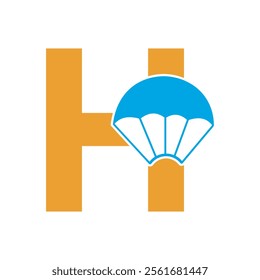 Initial Parashot Logo combine with letter H vector template