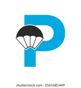 Initial Parashot Logo combine with letter P vector template